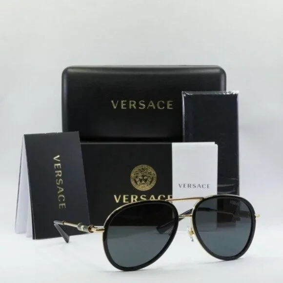 NEW VERSACE VE2260 100287 BLACK DARK GREY SUNGLASSES - Picture 11 of 11